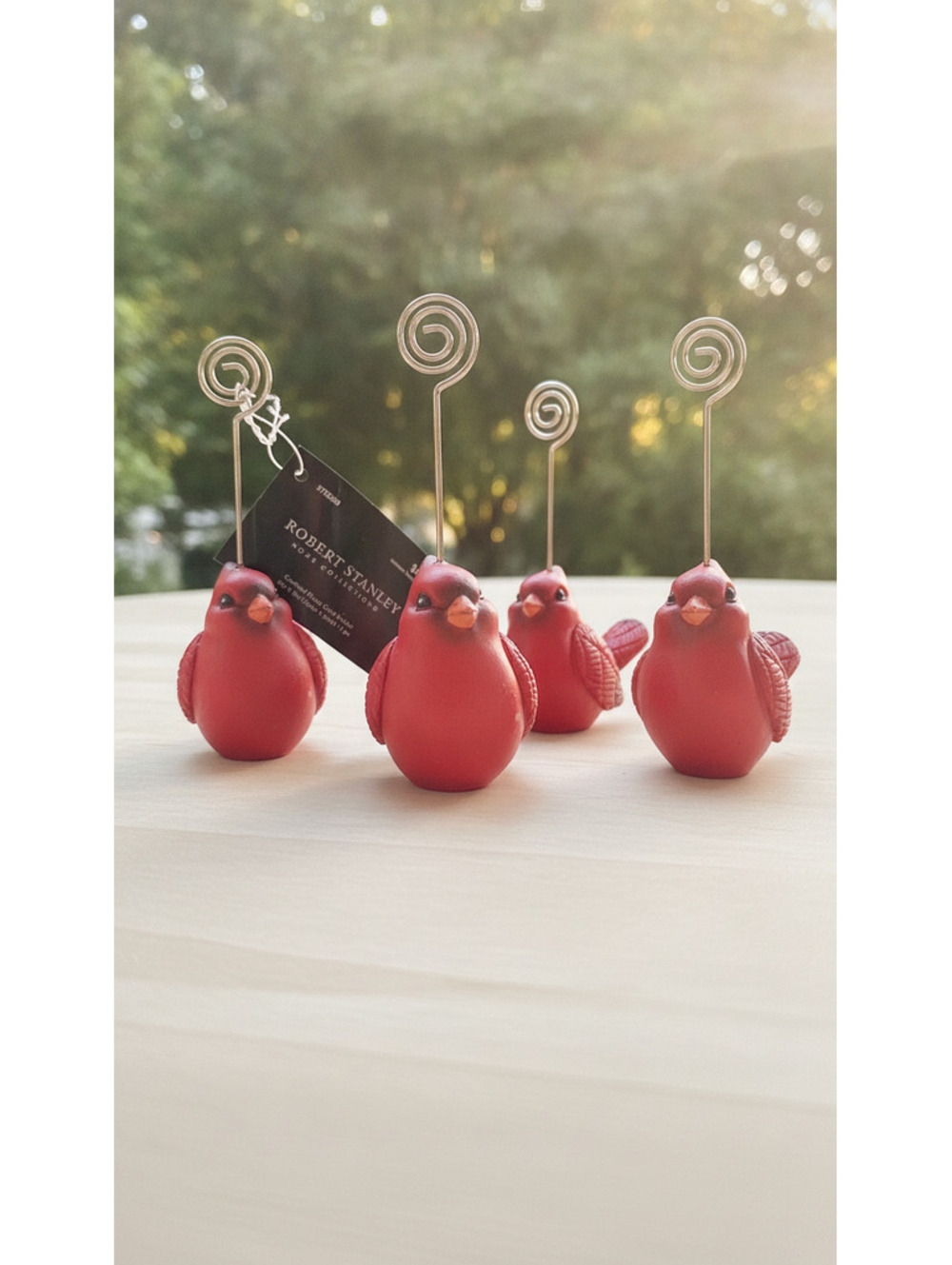 Robert Stanley Red Cardinal Bird Photo or Note Holders Set of 4